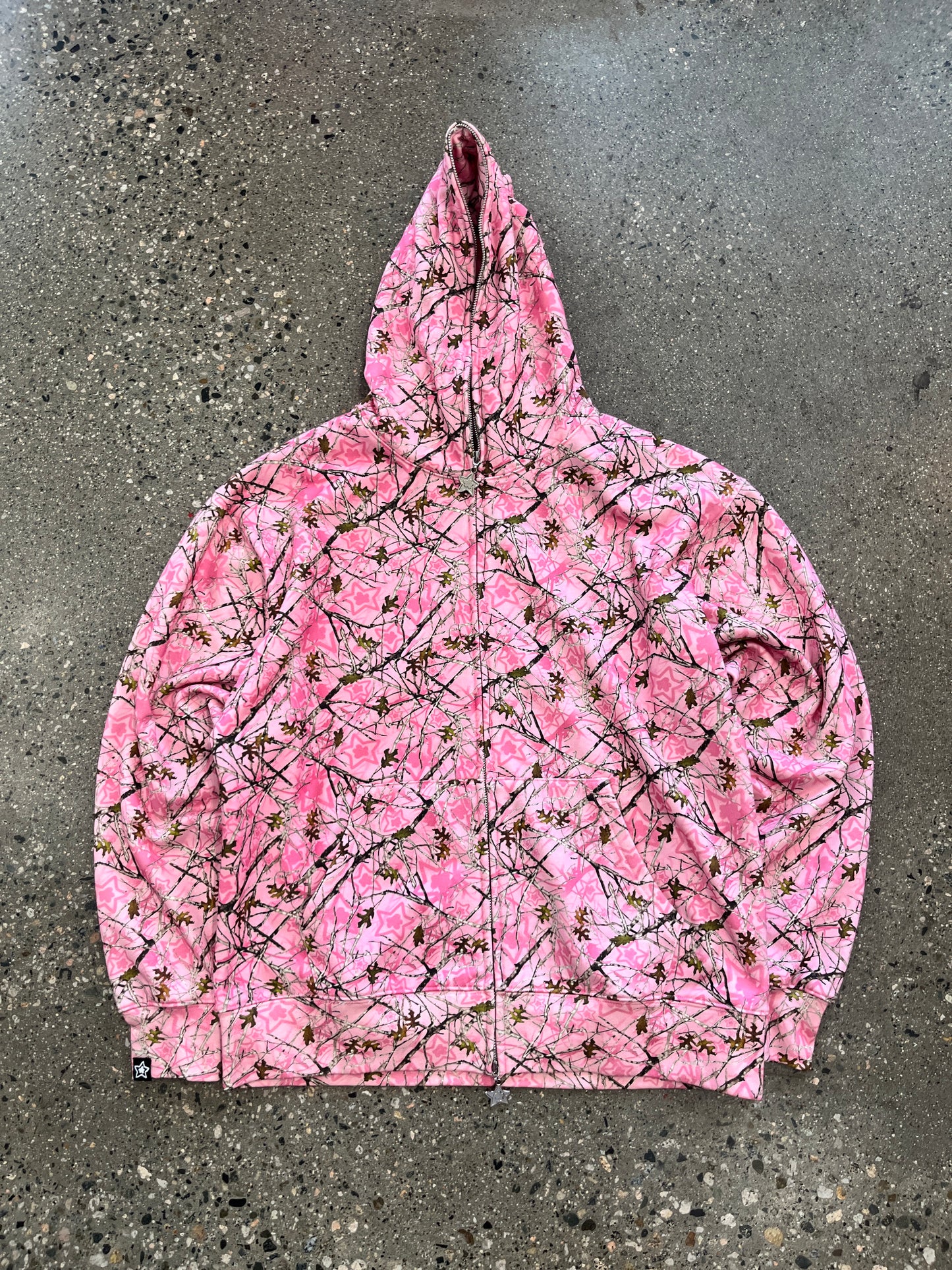 (L/XL) The Star Team Real Tree Pink Full ZIp Hoodie