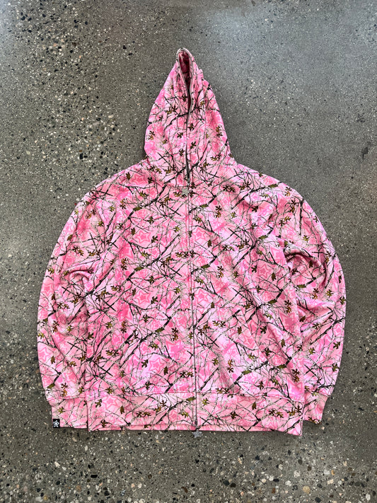 (L/XL) The Star Team Real Tree Pink Full ZIp Hoodie