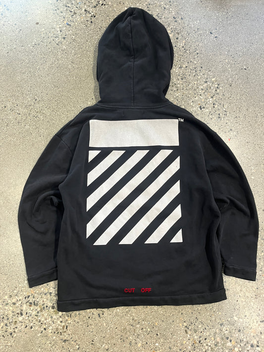 (S/M) Off White Cut off Nebraska Hoodie