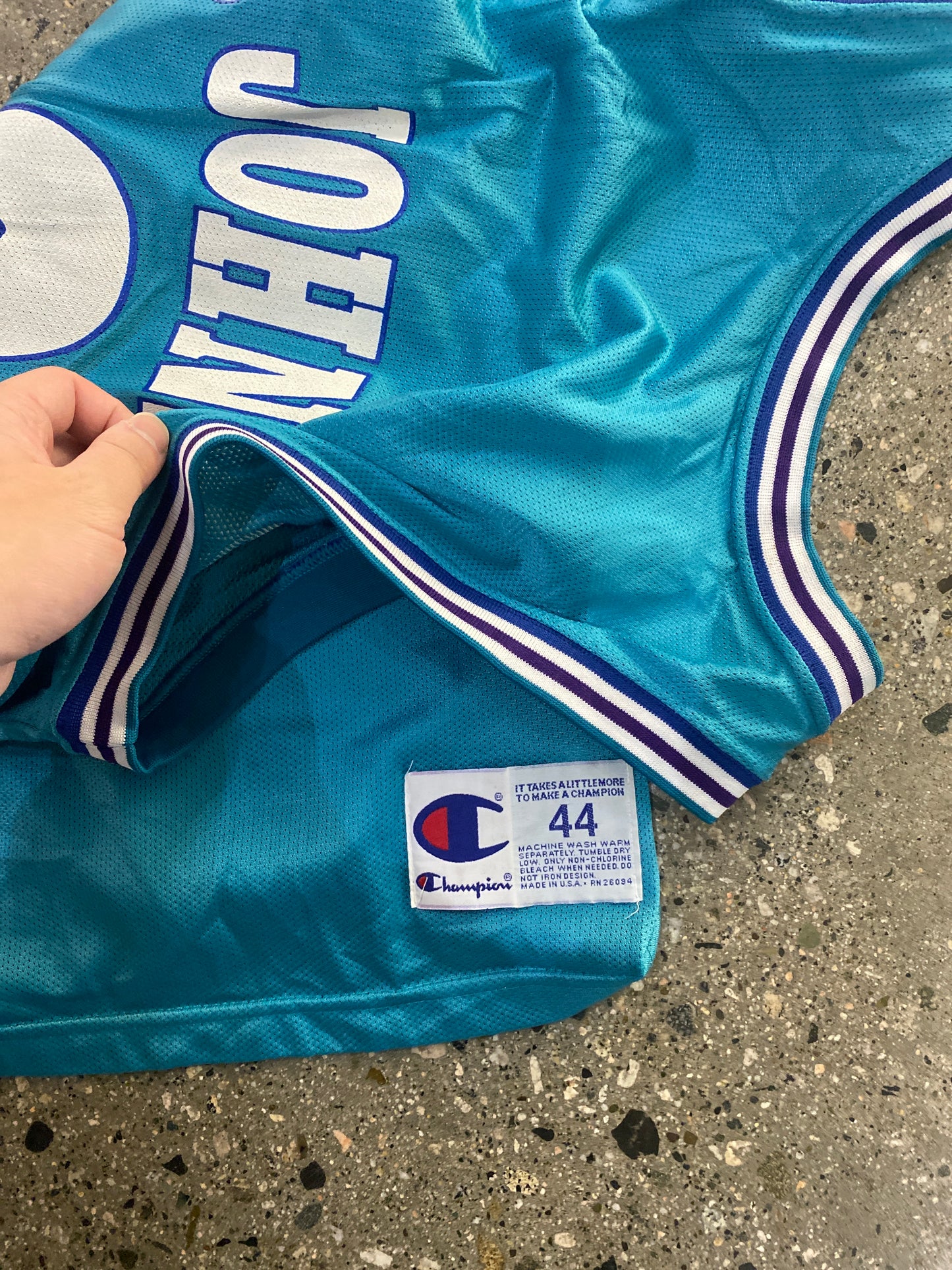 (XL) 90s Champion Larry Johnson Charlotte Hornets Jersey