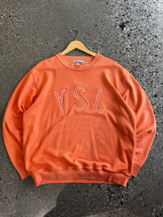 (Medium) 90s Vintage YSL BLOCK SCRIPT CREW