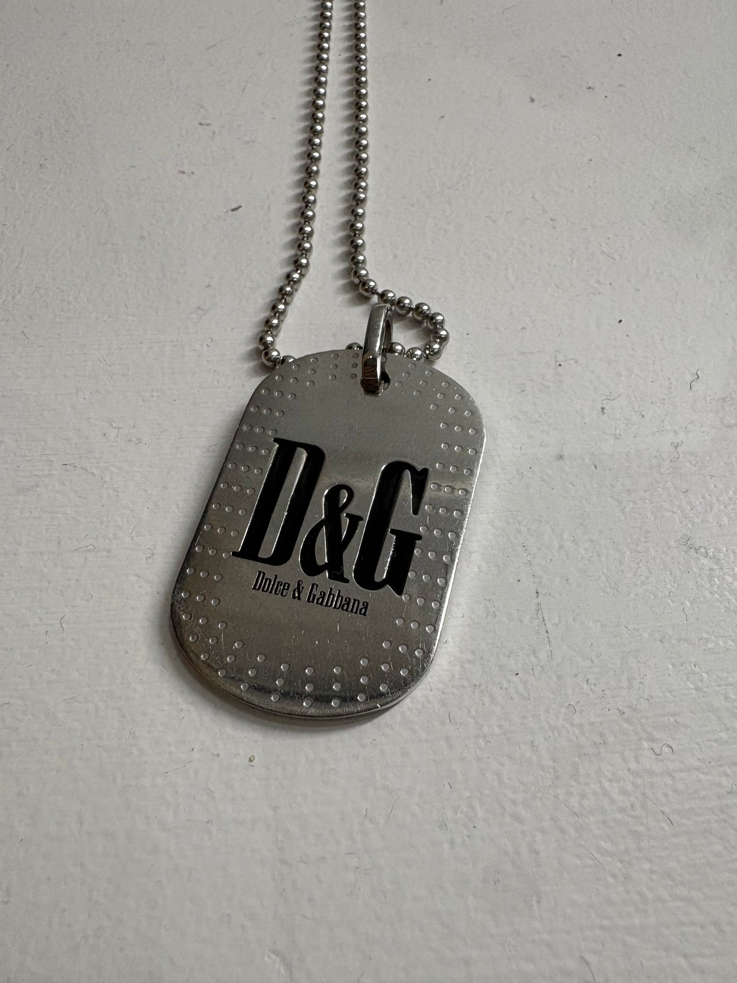 (12”) D&G Stainless Silver Pendant + Ball Chain