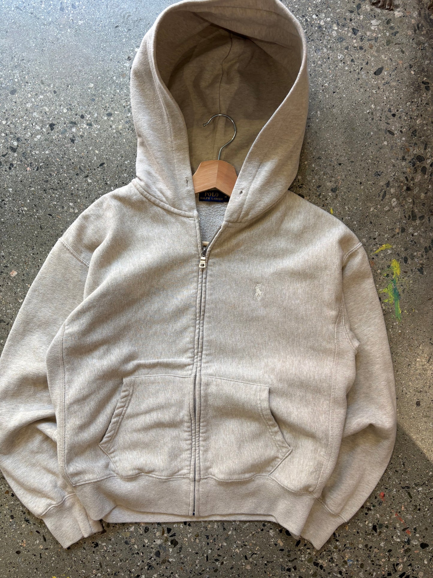 (S) Polo Ralph Lauren Zip Cream Hoodie