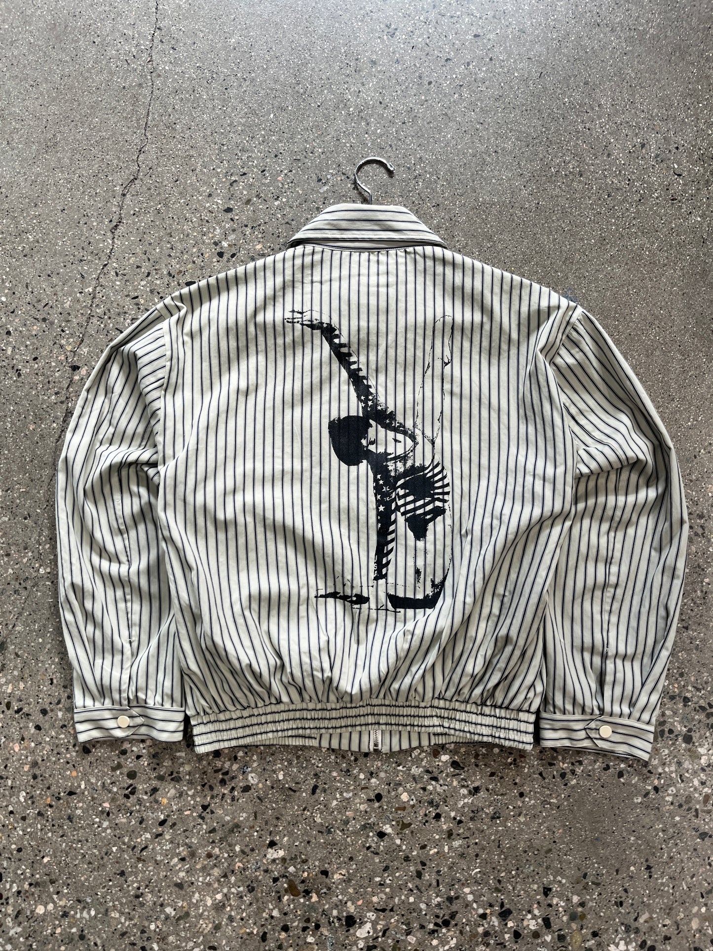 (M) Basketcase Gallery Striped Cropped Jacket
