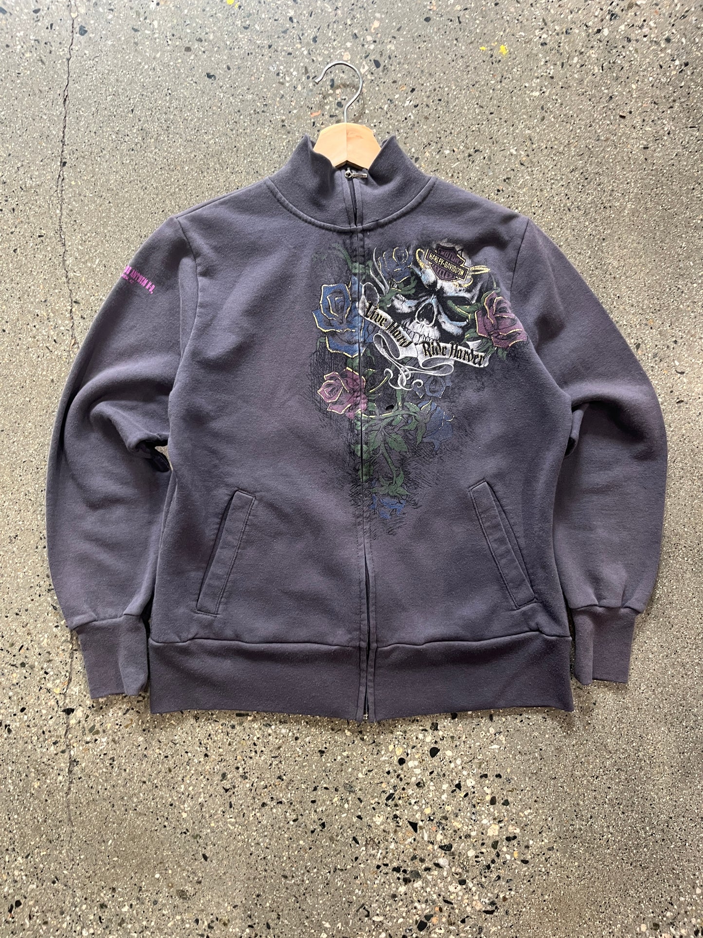 (Women’s L) Harley Davidson Zip Up ( Distressed )