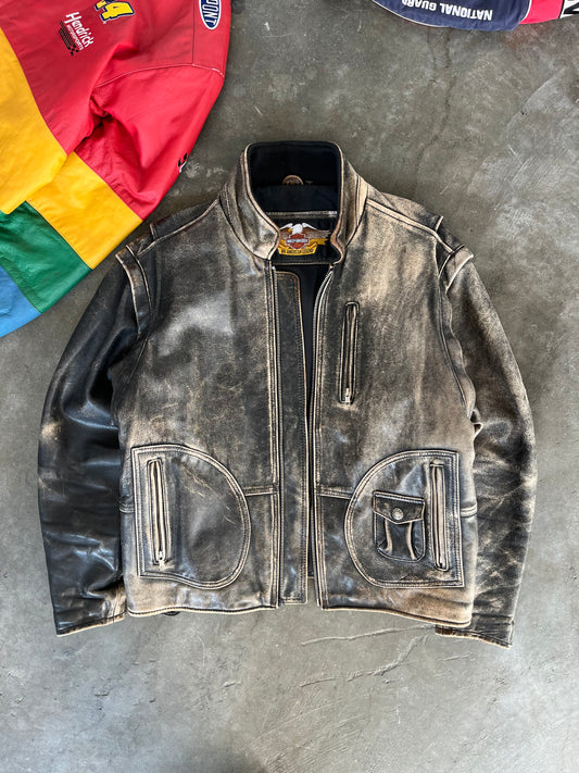 (XL) 1998 Harley Sunfaded Leather JKT