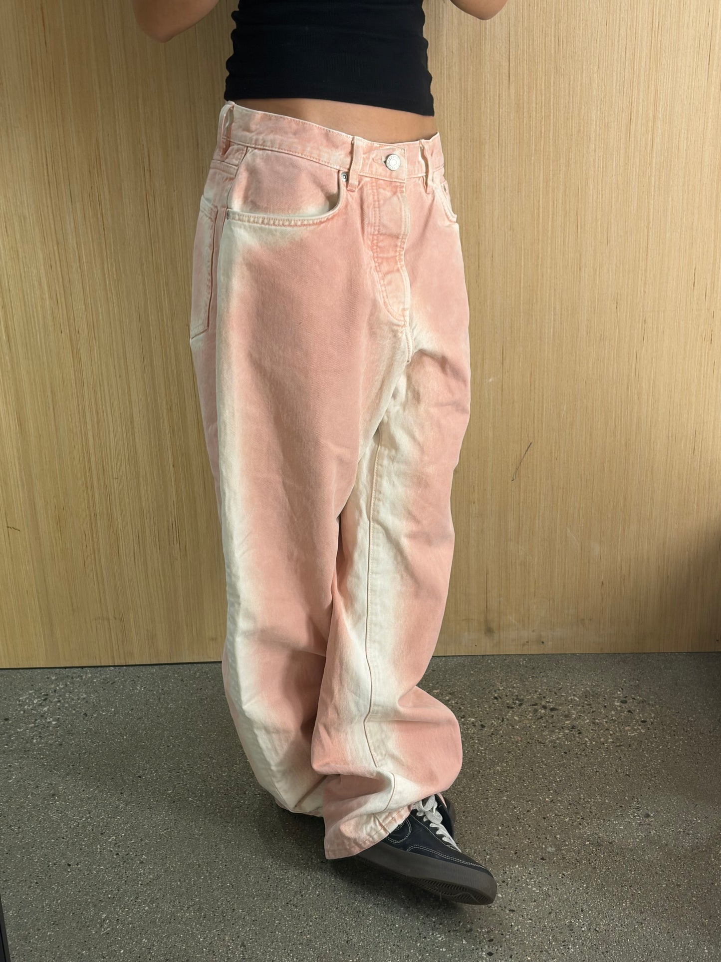(28”) Stussy Pink Spray Dye Big Ol Jeans