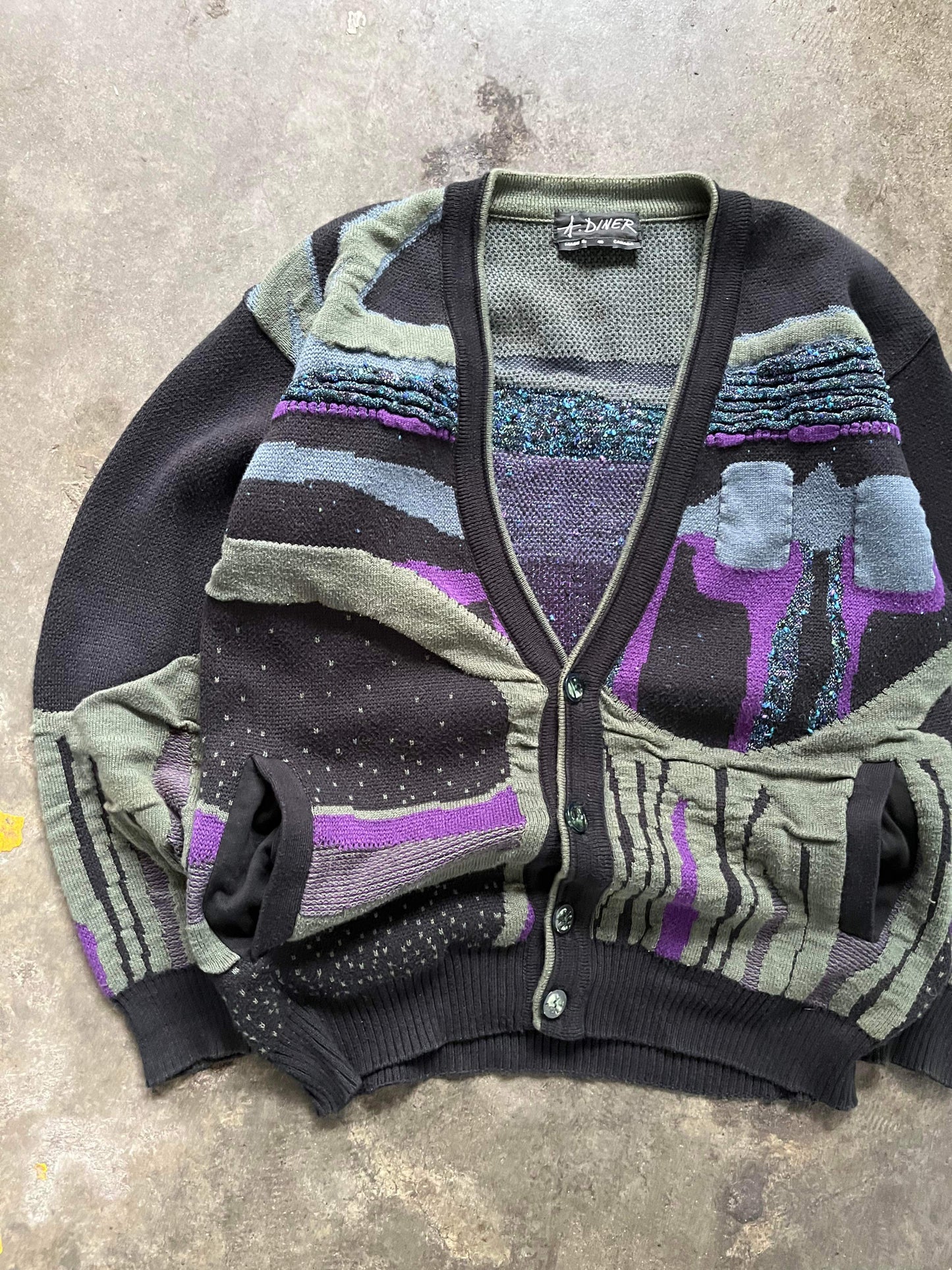 (L/XL) Vintage Textured Knit Cardigan