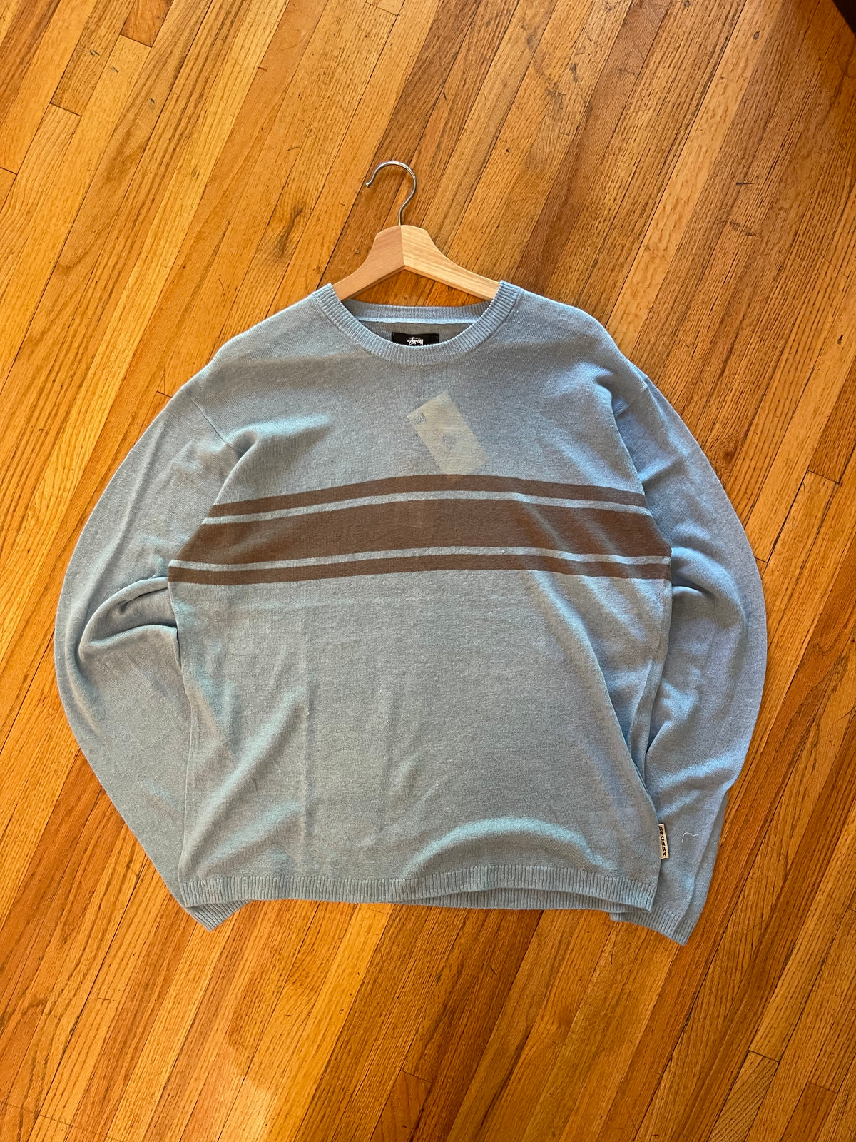 (L) BNWT Stussy Lightweight Striped Sweater - Blue