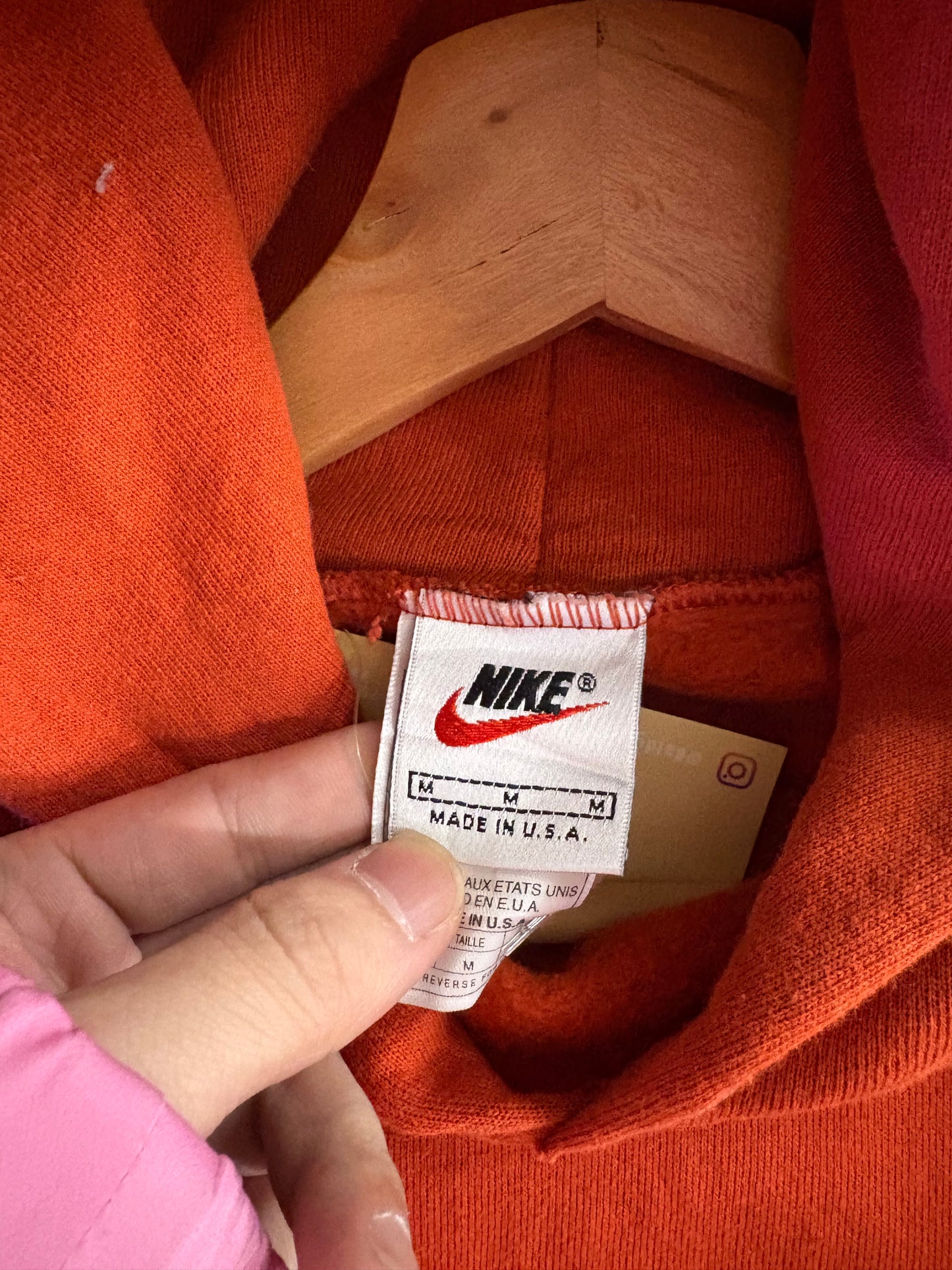 (M) 1990s Nike Swoosh Hoodie Burnt Orange