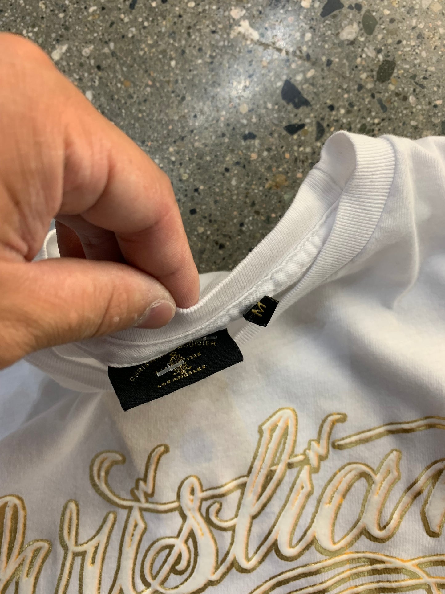 (S/M) Christian Audigier White / Gold Tee