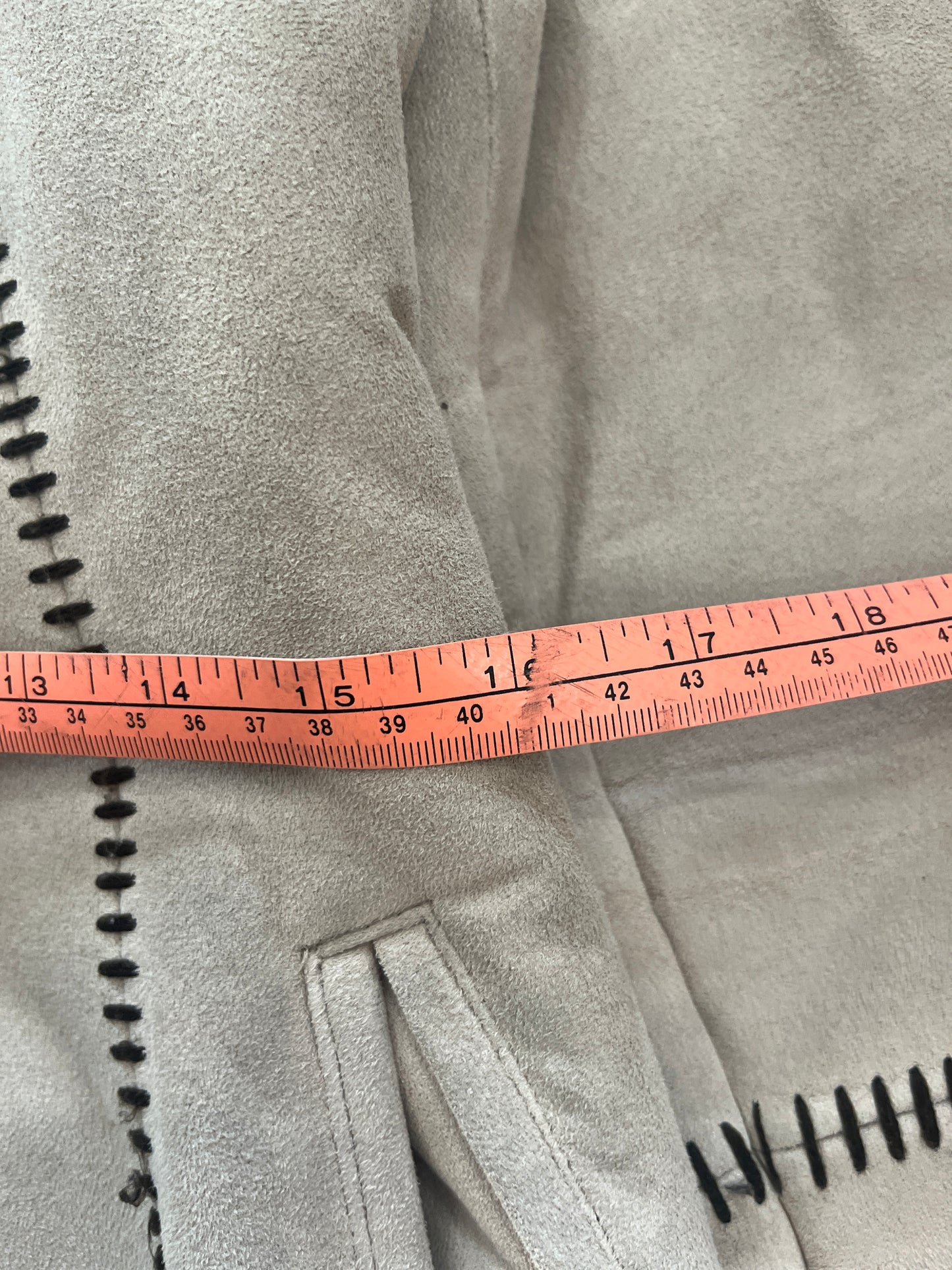 (Womens S) SUEDE LEATHER FUR TRIM JKT