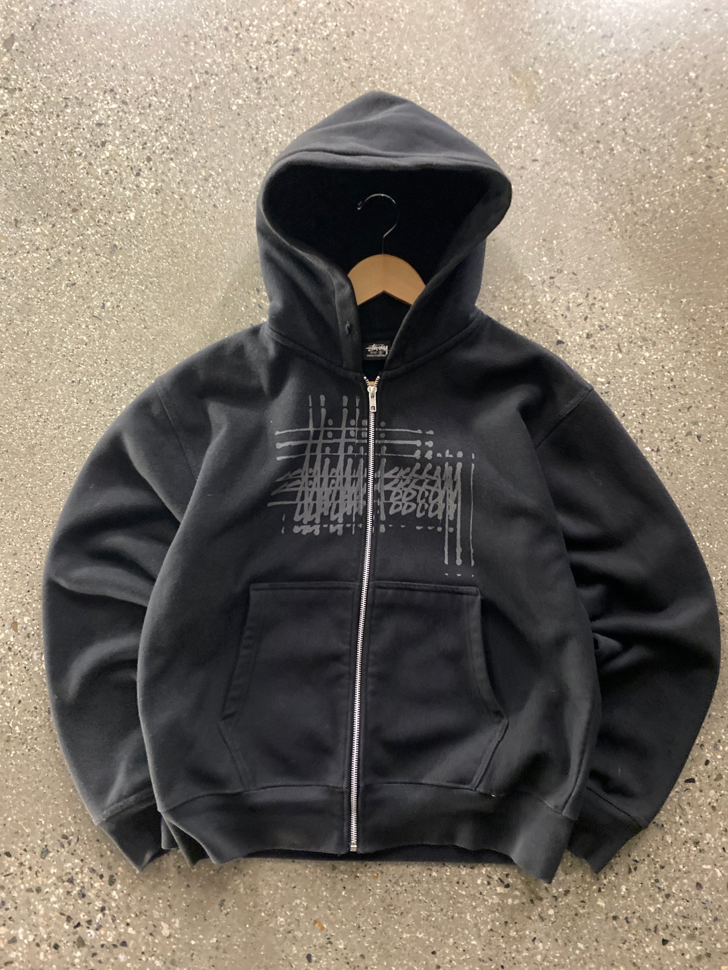 (S) Stussy Script Zip Up Black