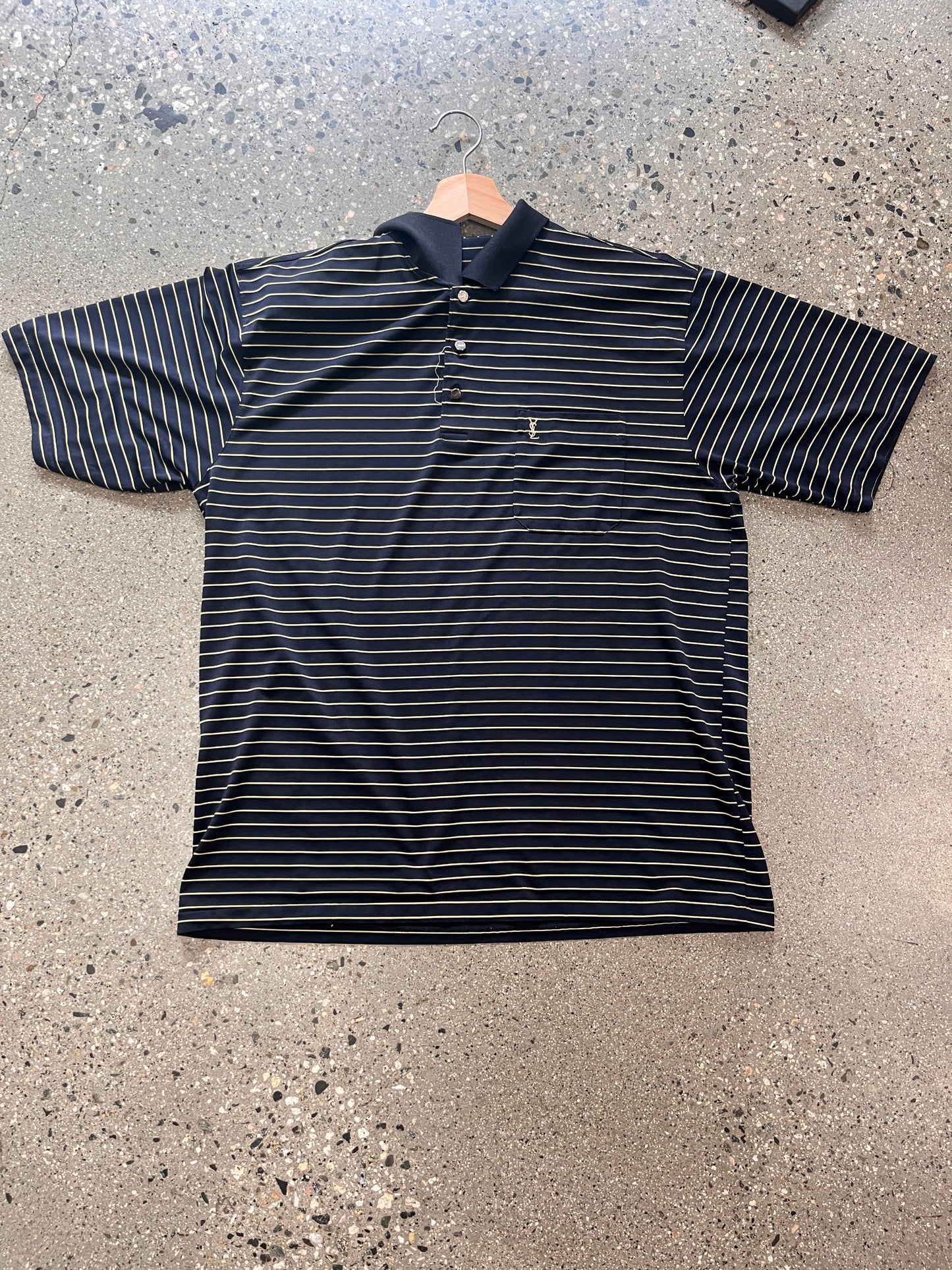 (L) YSL Striped Polo Tee