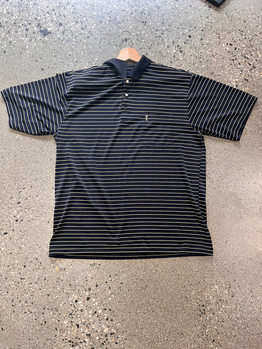 (L) YSL Striped Polo Tee