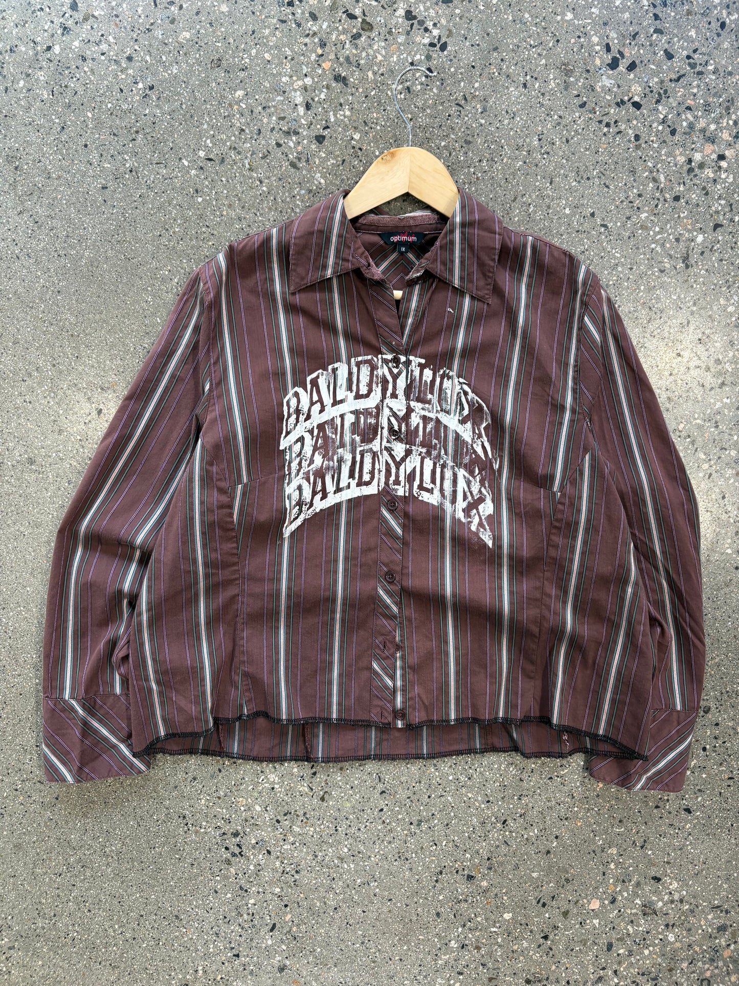 (M) Baldy 1/1 Cropped Pinstripe Button up
