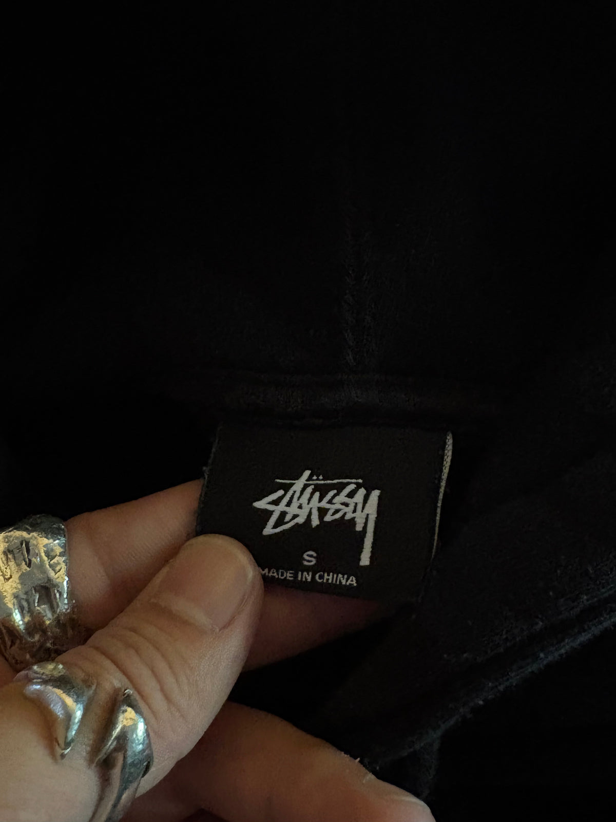(S) Stussy Script Logo Black Hoodie