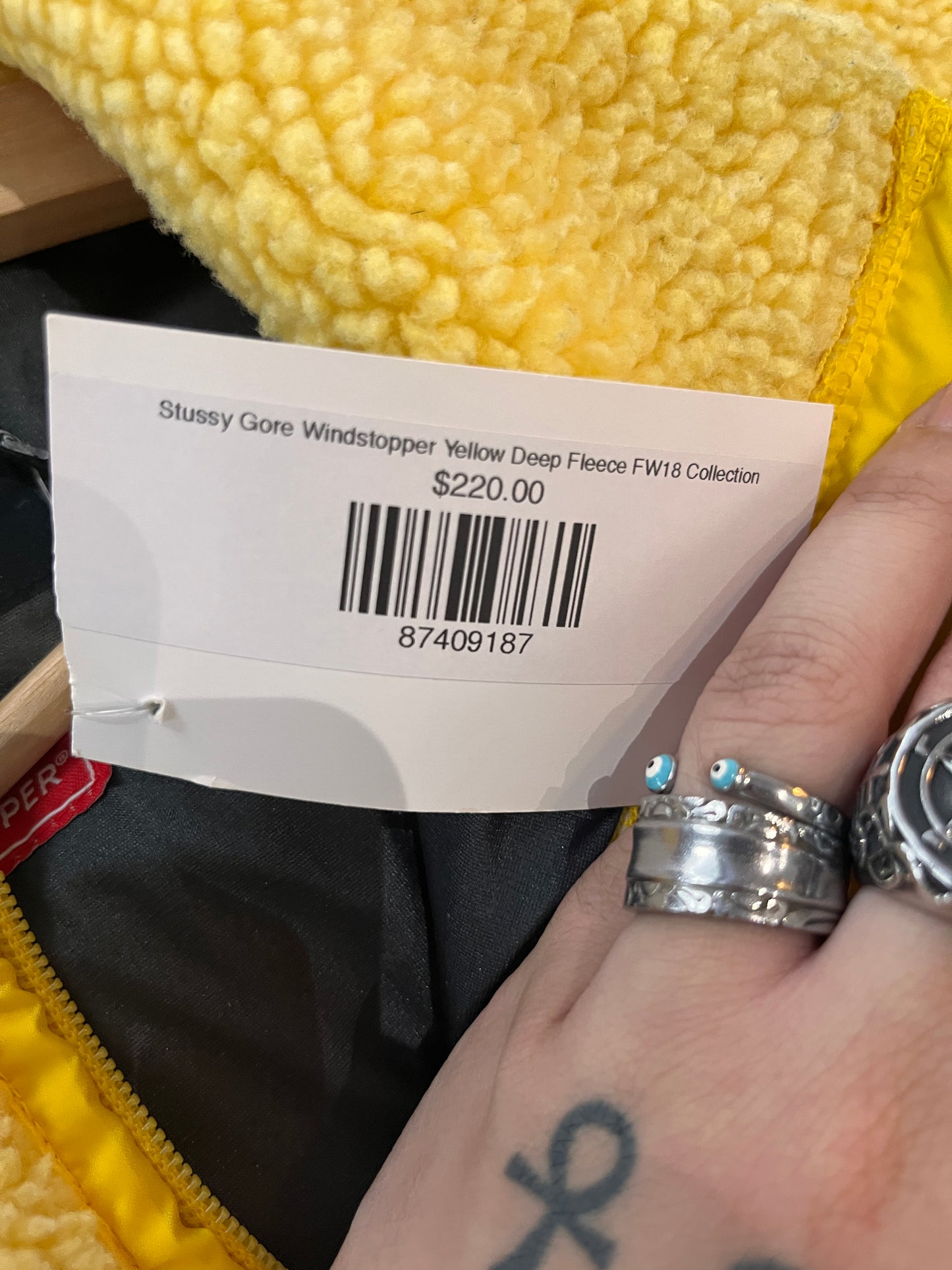 (M) Stussy Gore Windstopper Yellow Deep Fleece FW18 Collection