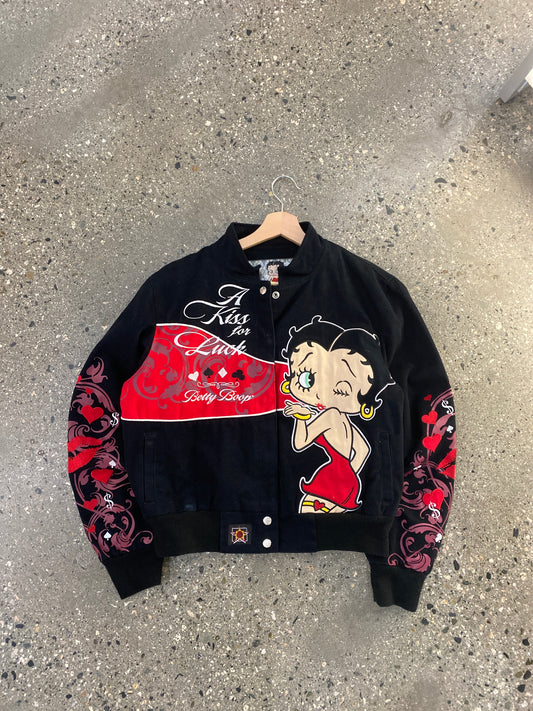 ( Womens S) Betty Boop Cropped Racing Jacket Jeff Hamilton