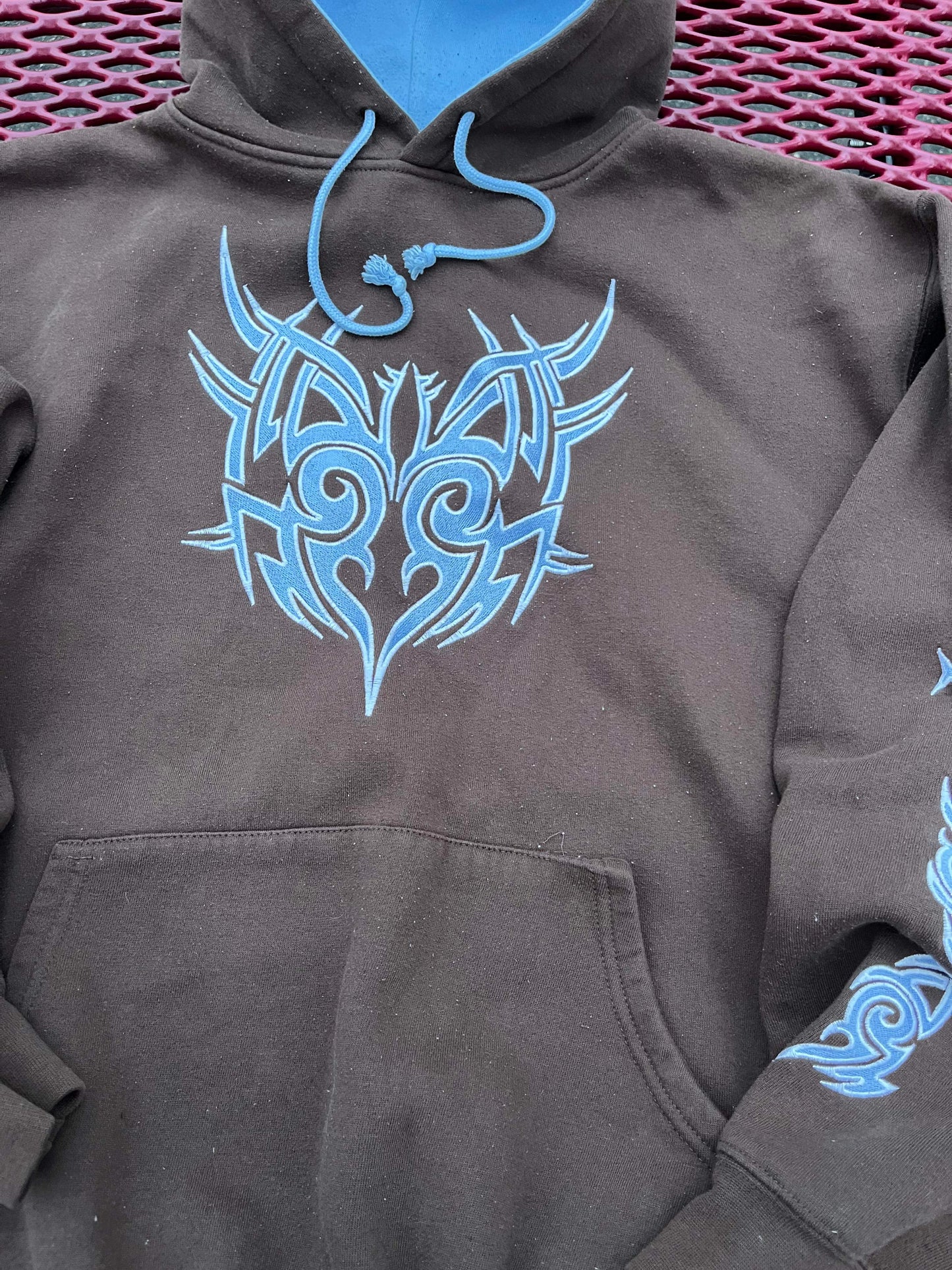 (XL) Boxy Y2K Tribal Brown Hoodie