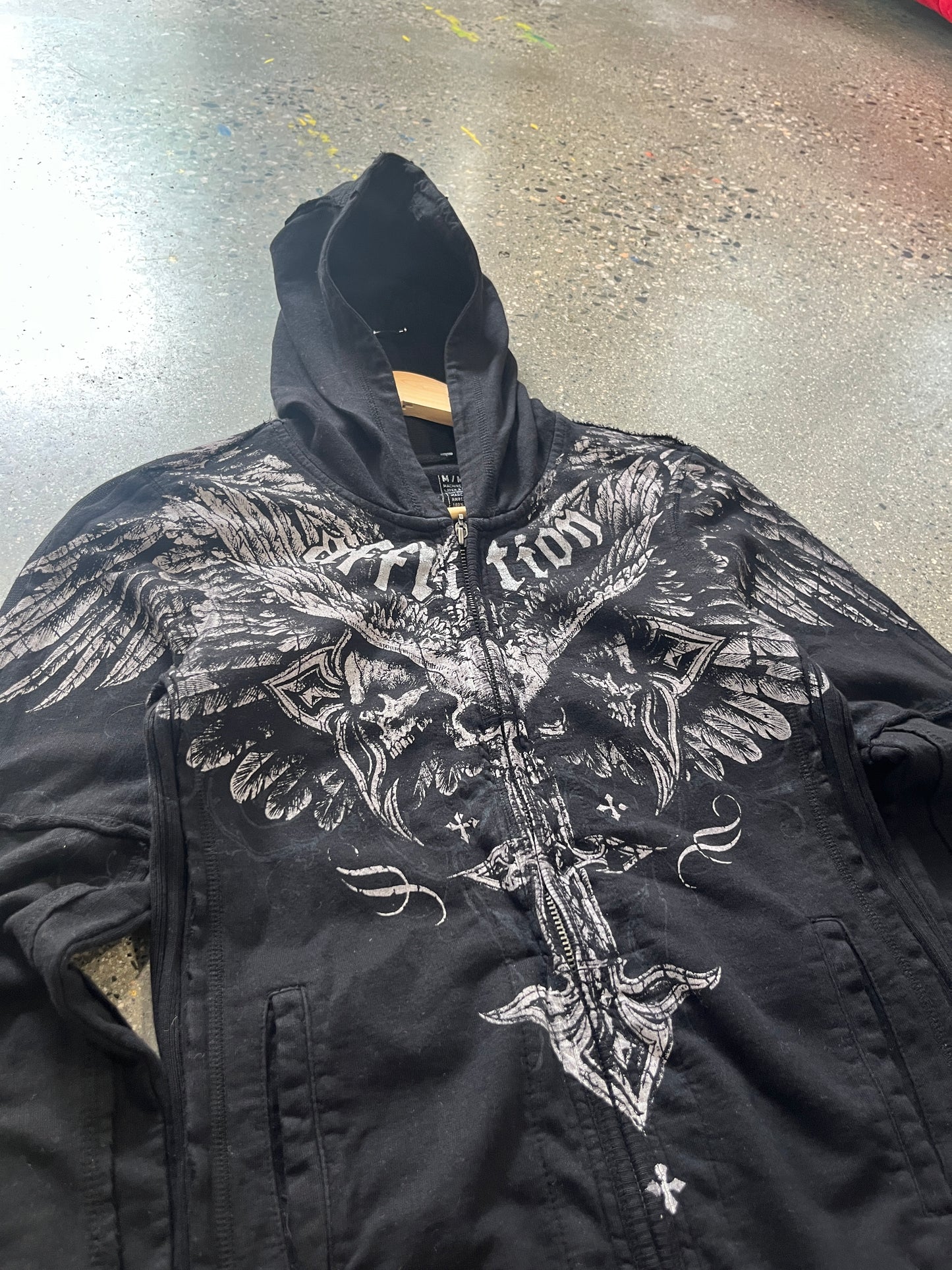 (M) Affliction Black Zip Hoodie