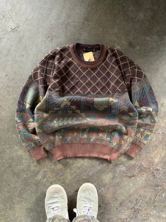 (M/L) Vintage Multi Pattern Knit