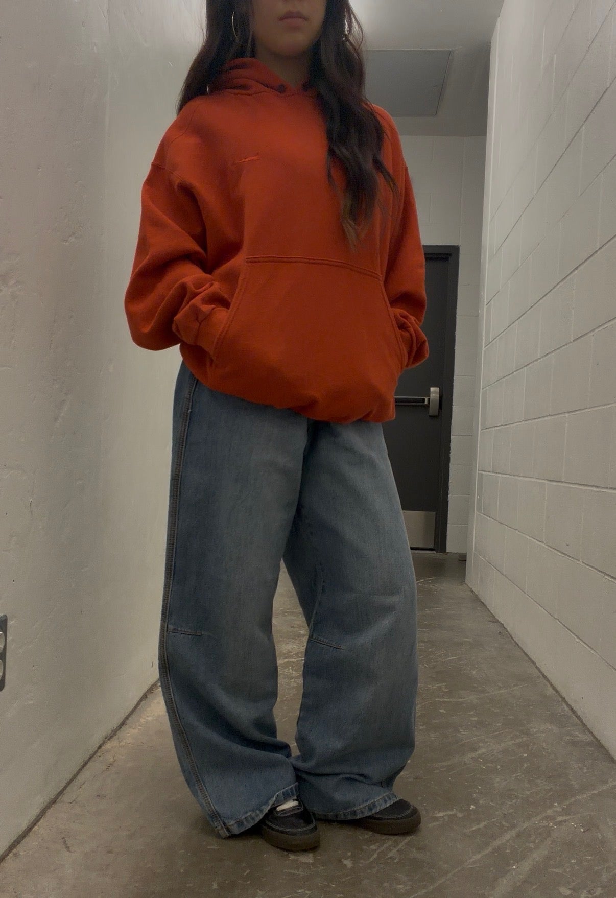 (M) 1990s Nike Swoosh Hoodie Burnt Orange