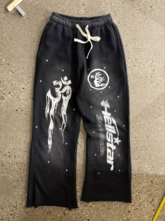 (S) Hellstar flared racer sweatpants