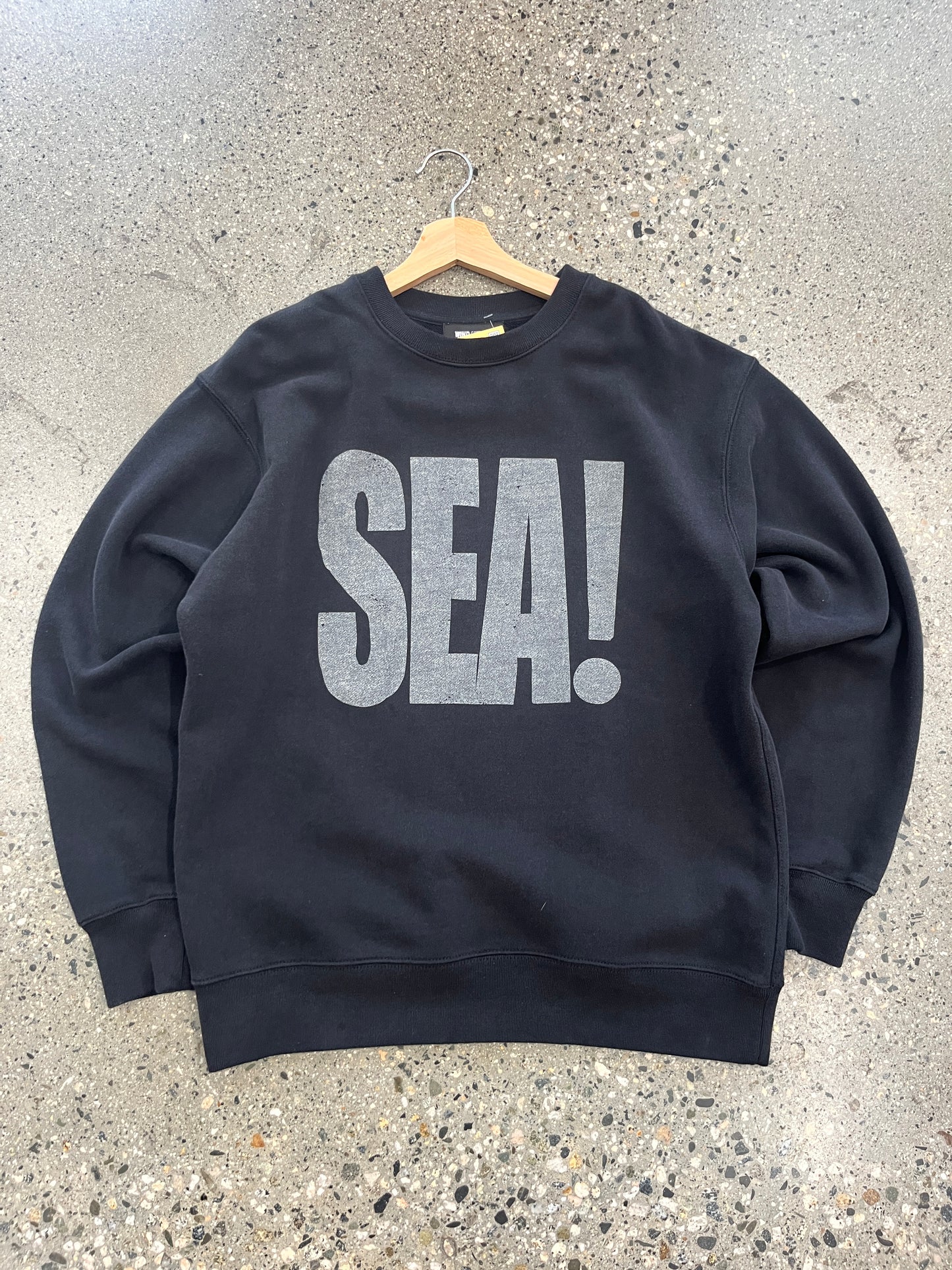 (L/ XL) Wind & Sea Script Black Crewneck