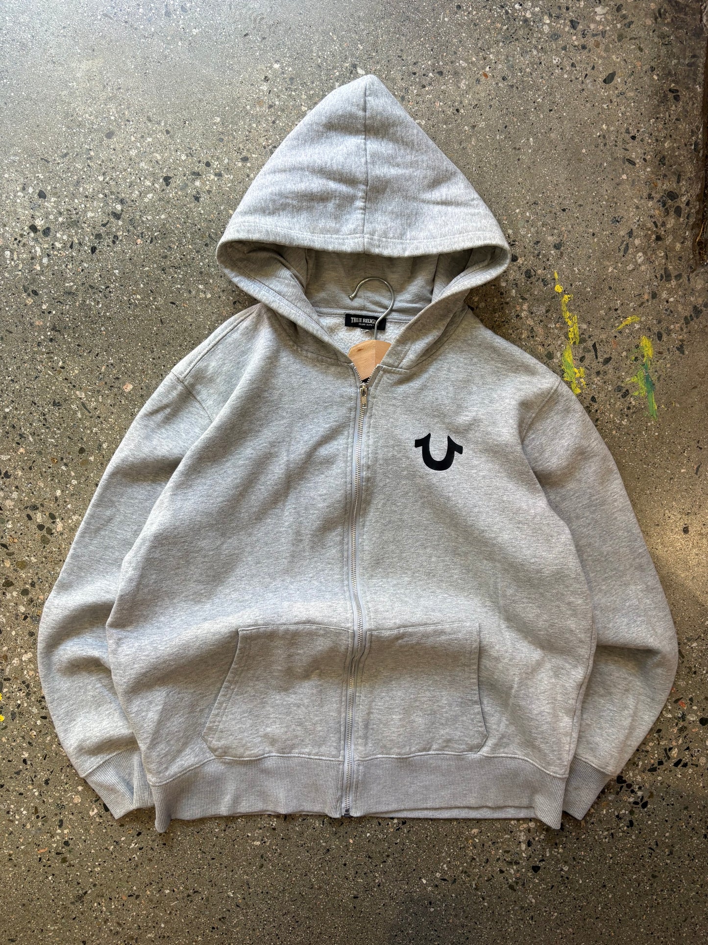 True Religion Grey Zip Up Hoodie