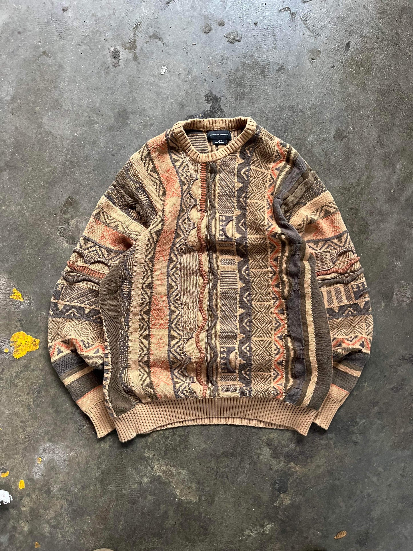 (L) Vintage Earthtone 3D Coogi Style Knit