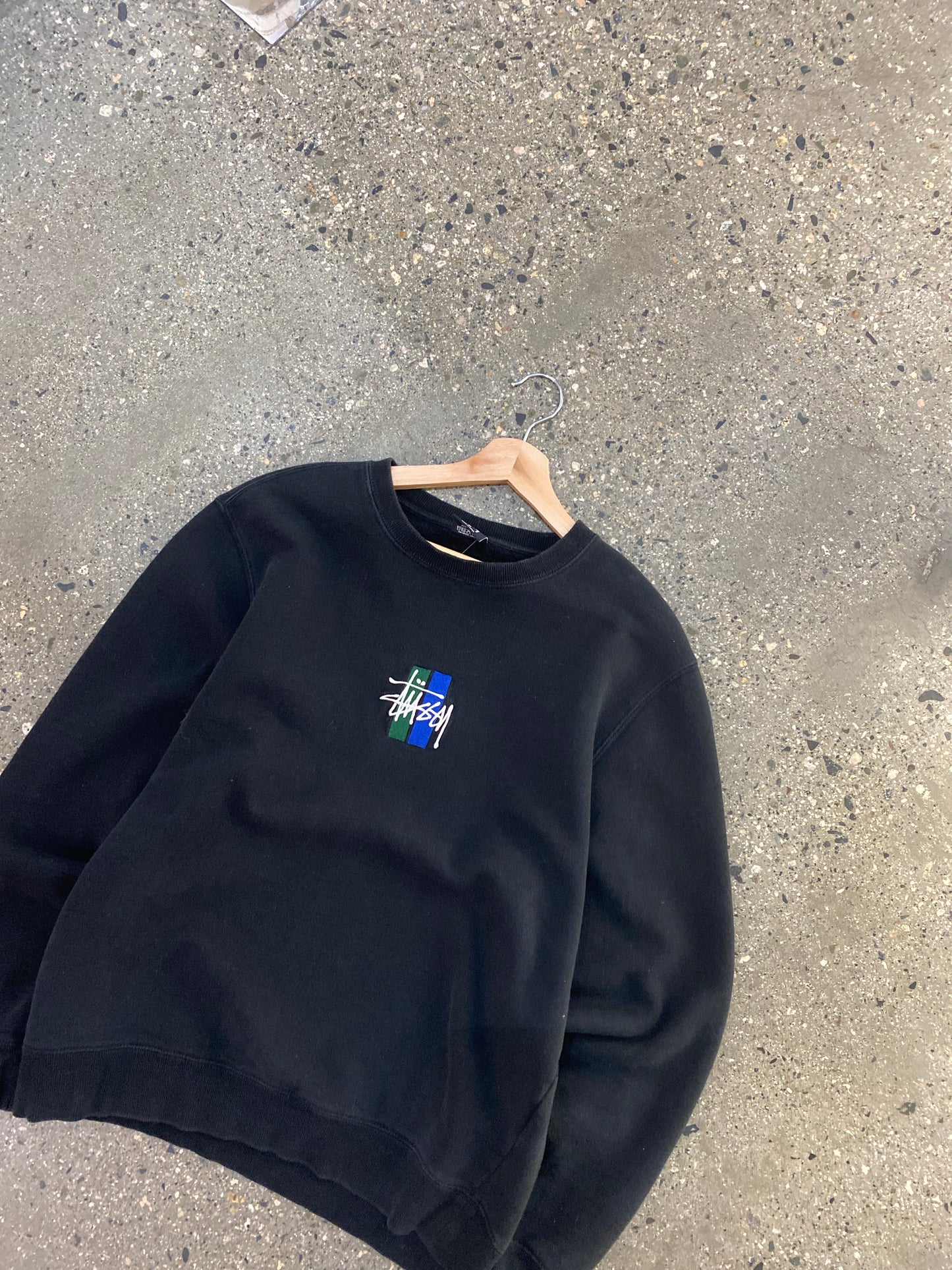 (M) Stussy Block Embroidery Crewneck