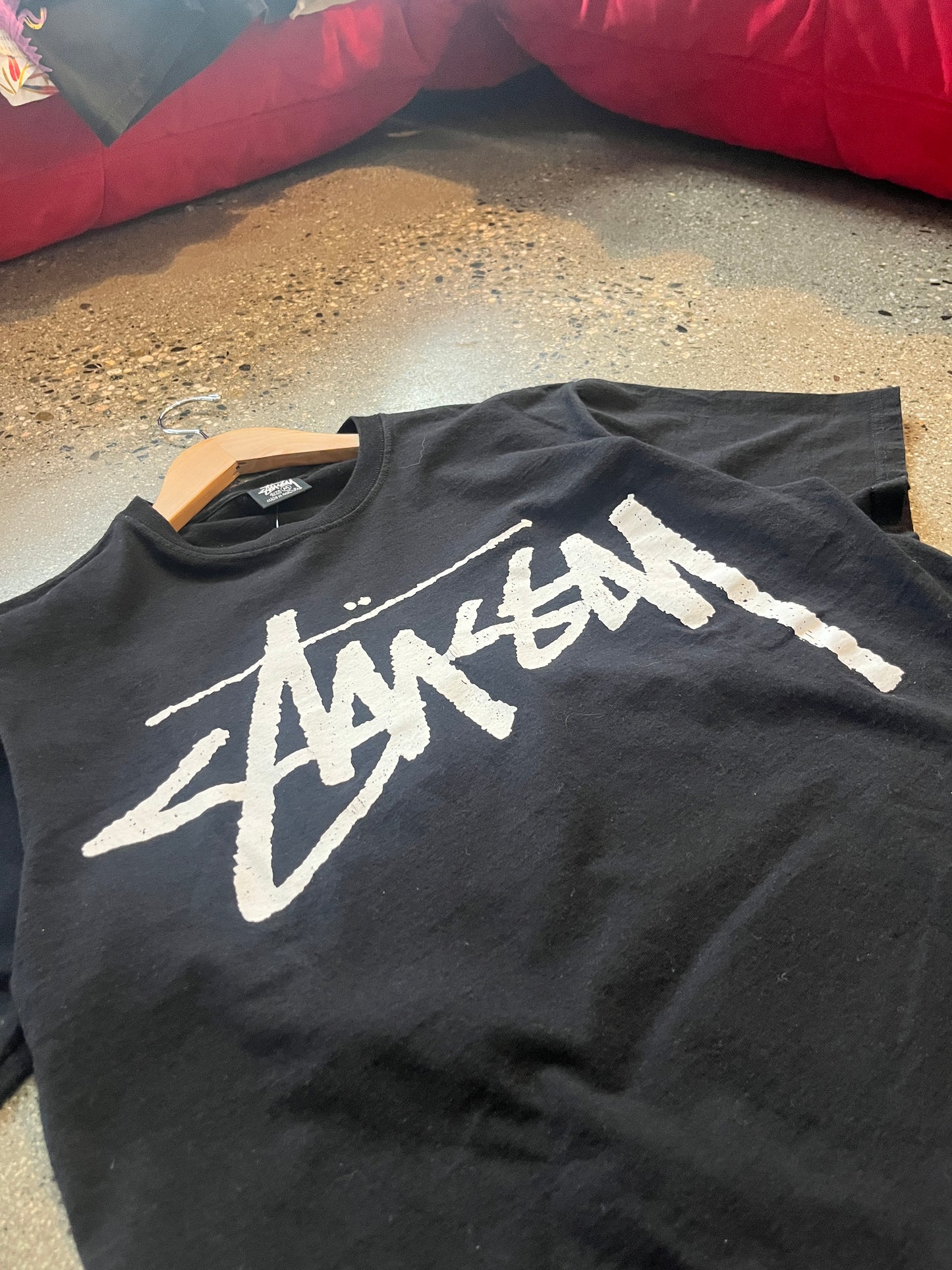 (m) Black Stussy Doublesided Tee