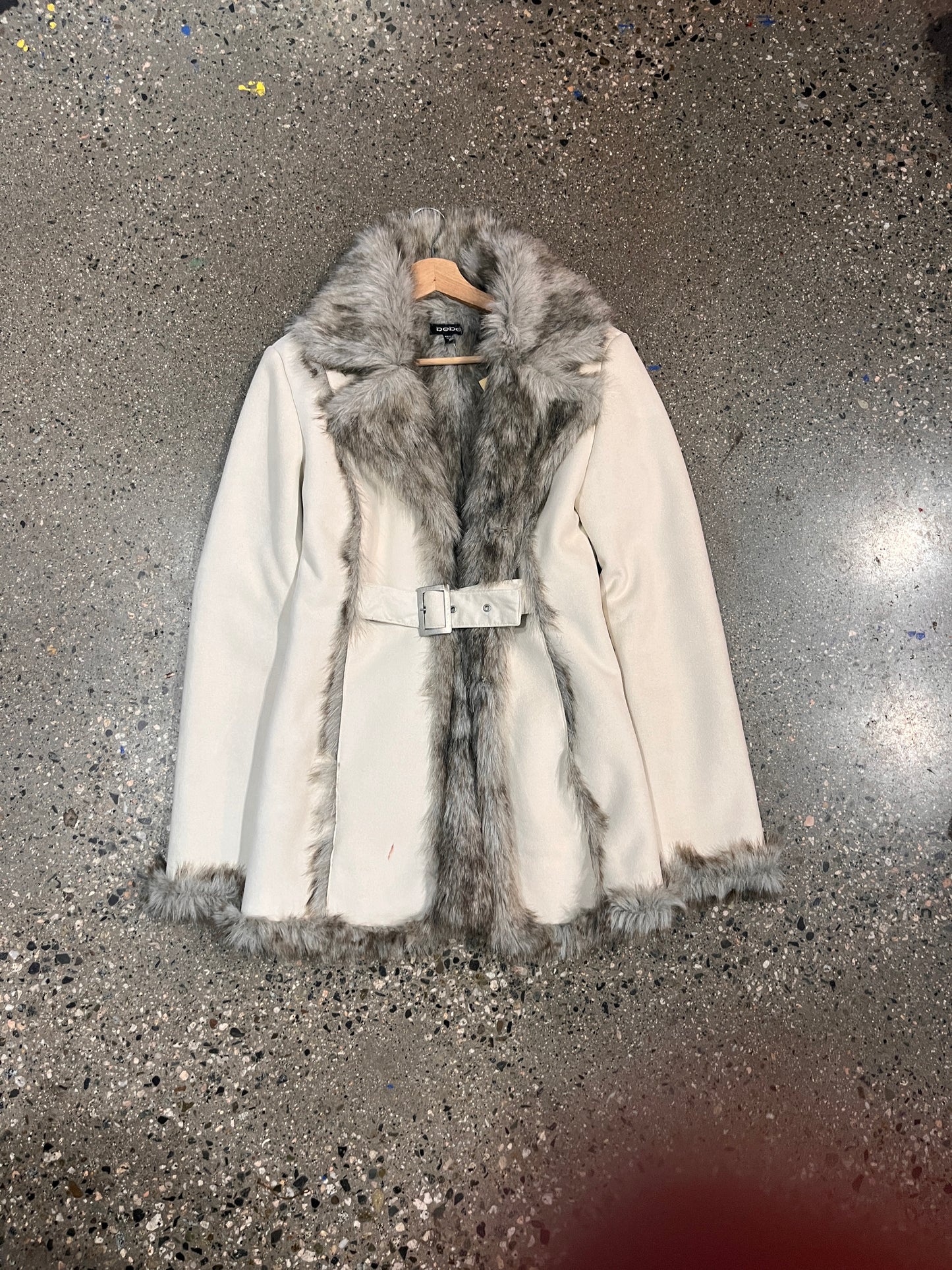 (Women’s M) Rare Bebe Fur Trench Coat