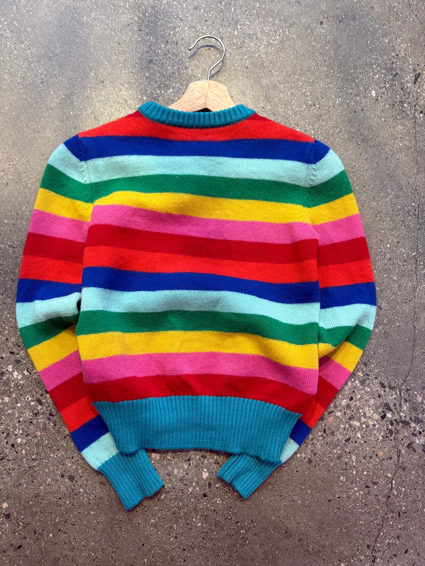 (Womens S) Saint Laurent Paris Cropped Knit Rainbow