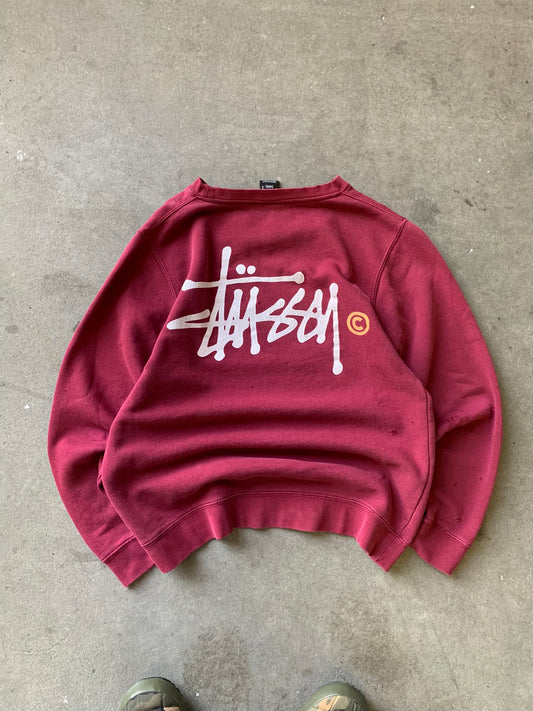 (S) Distress Stussy Script Crewneck