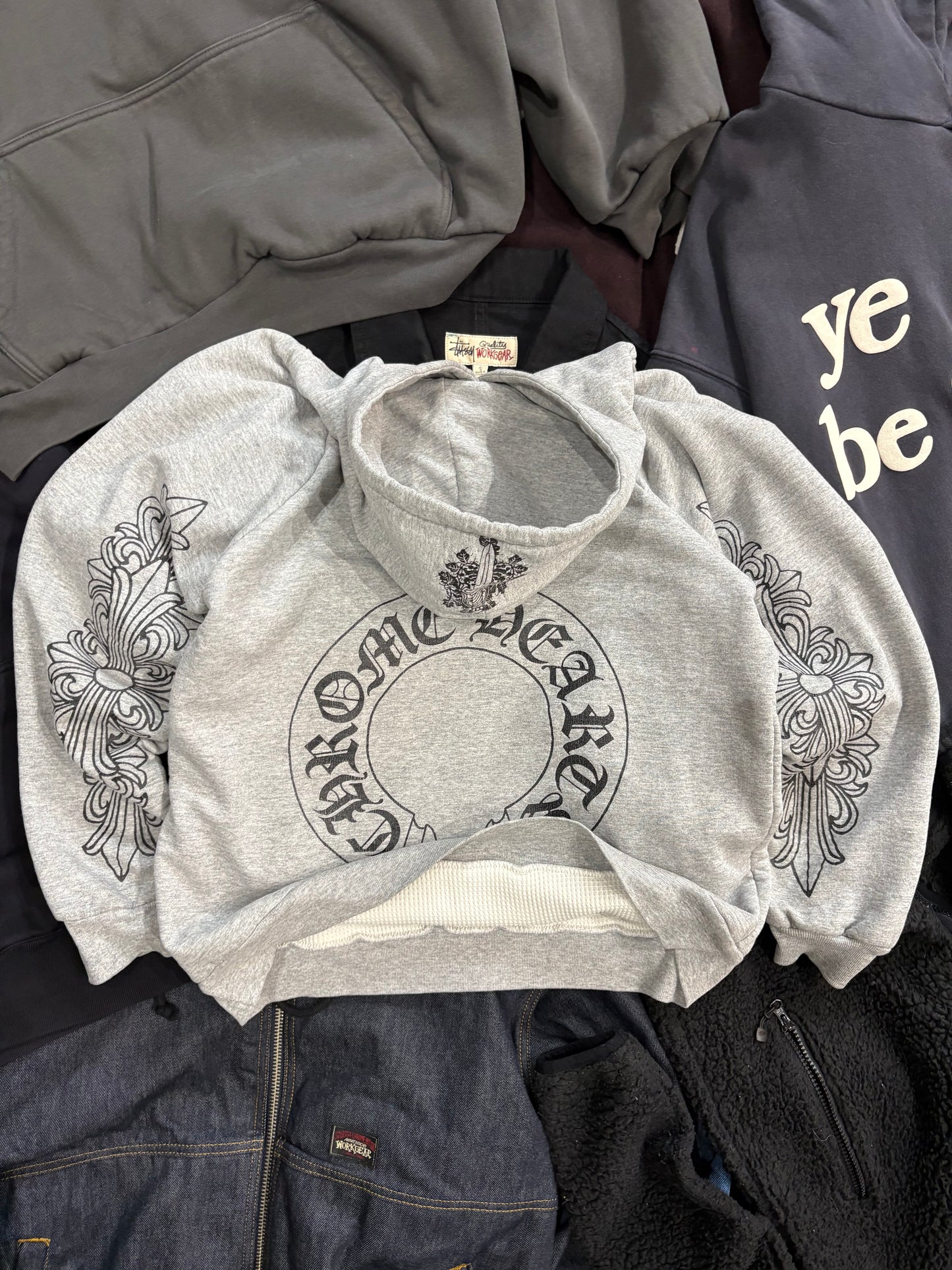 (S) Vintage Authentic Thermal Lined Chrome Hearts Hoodie