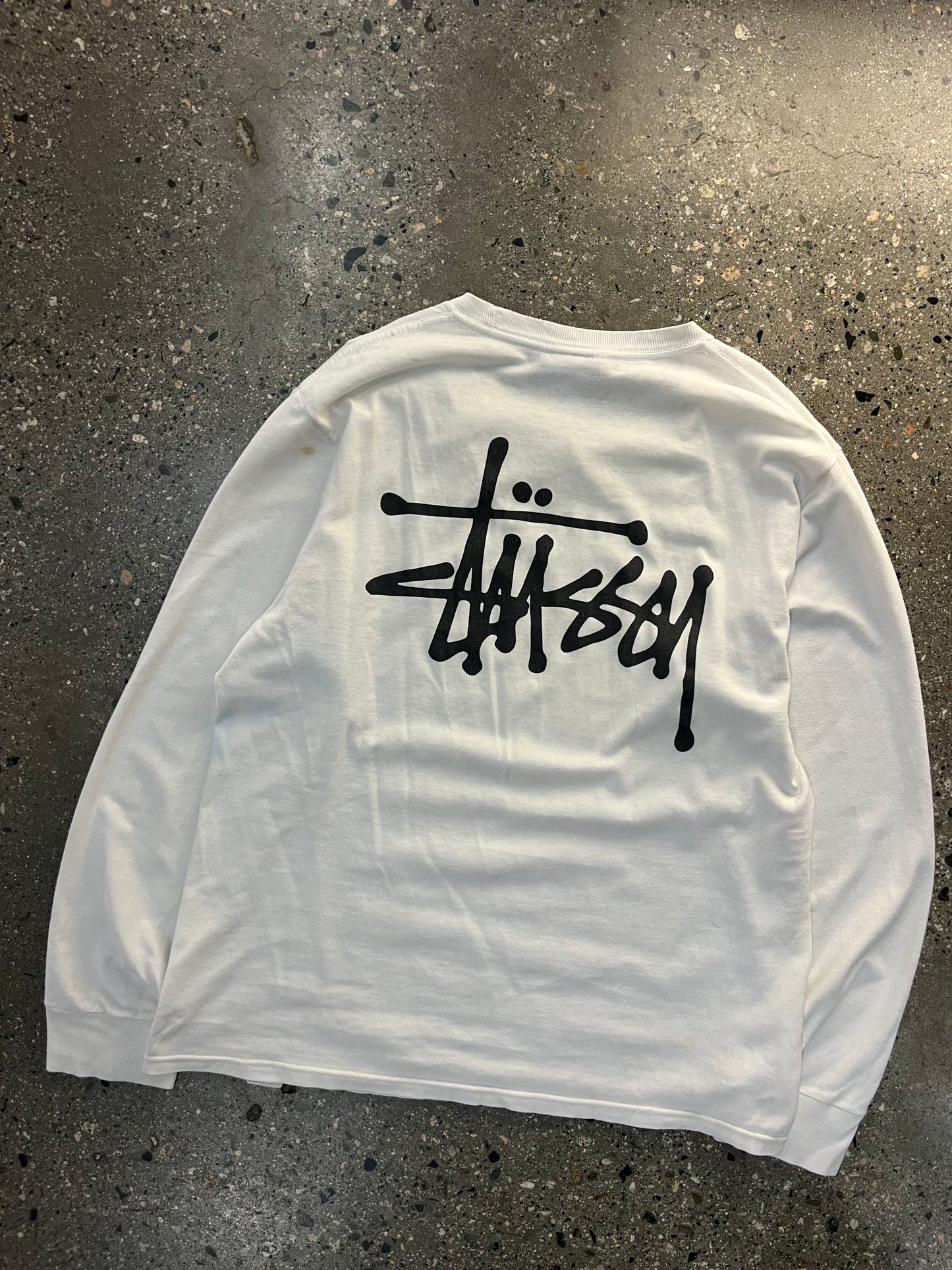 (M/L) Stussy White Script LS