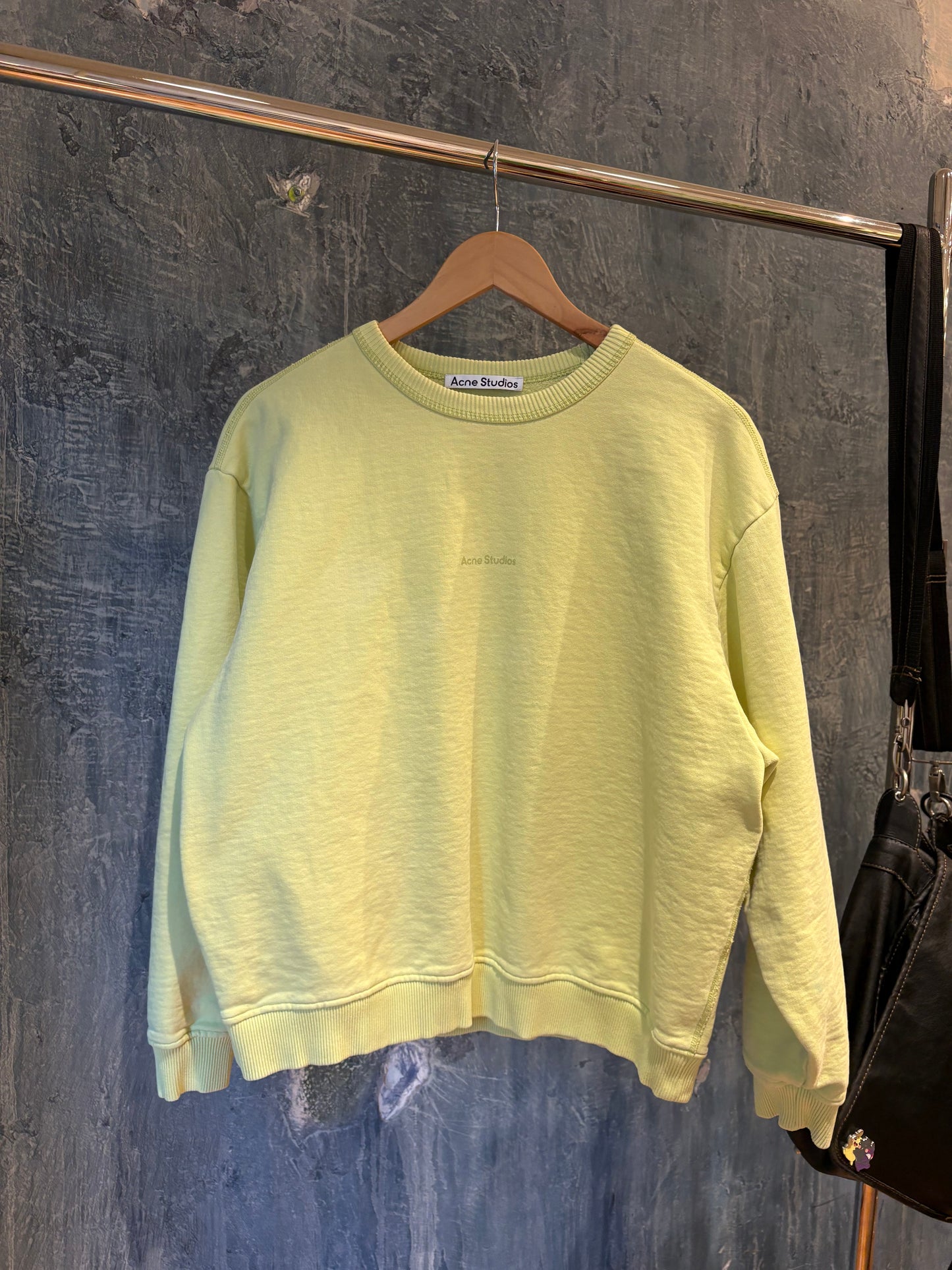(S) Acne Studios Face Lime Yellow Crewneck