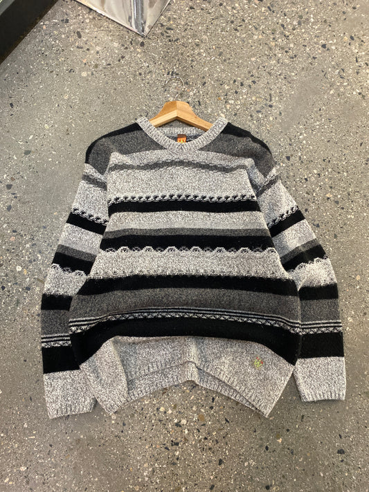 (M) Striped Textured Knit