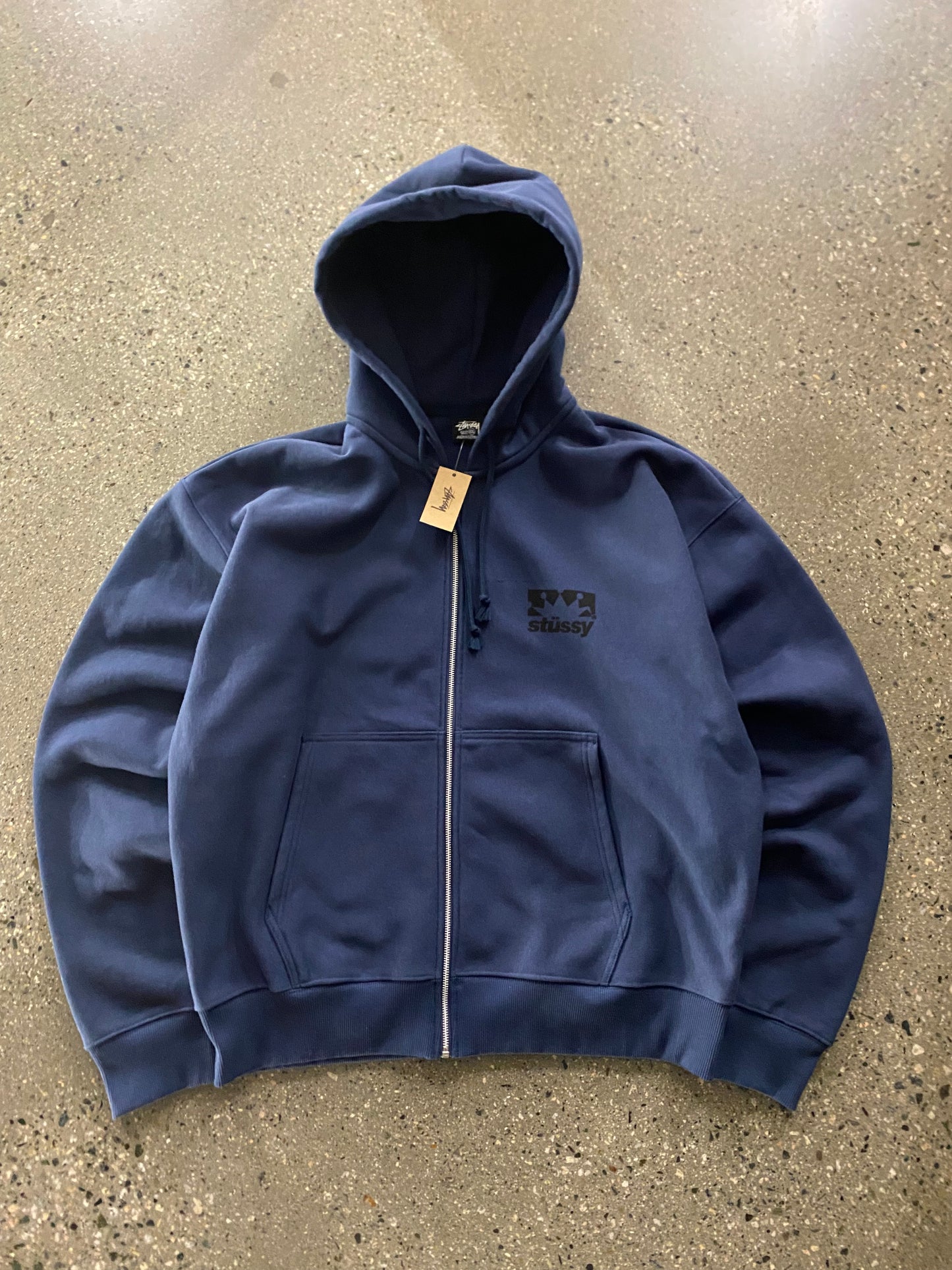 (2X) Stussy Navy Box Crown Zip ( New with Tags)
