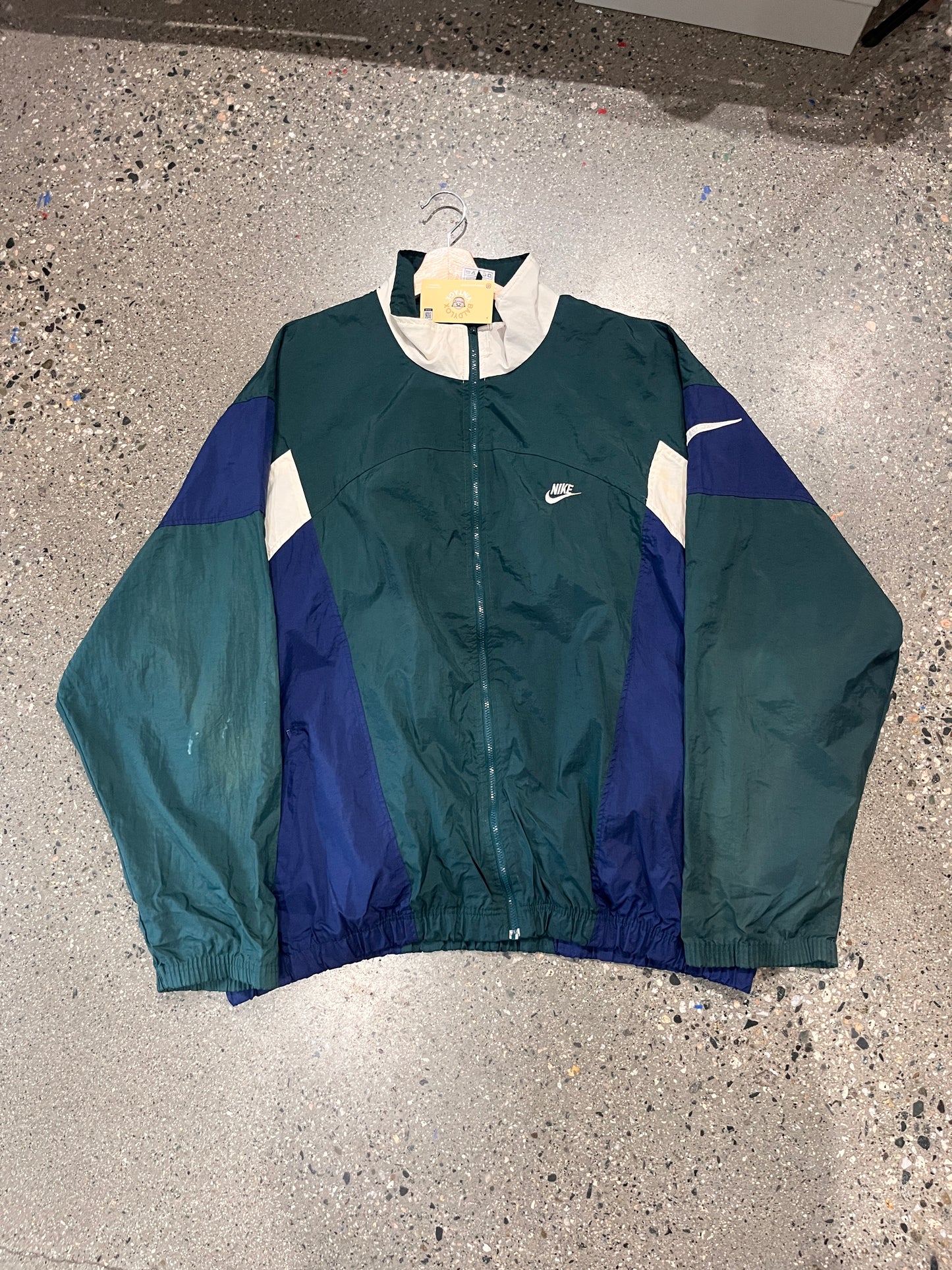 (3X) 90s Nike Green Blue Windbreaker ( Stain )