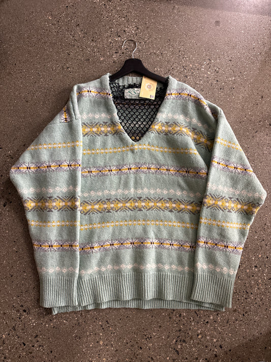 (L/XL) Raf Simons Fair Isle Jaquard V neck Knit SS22