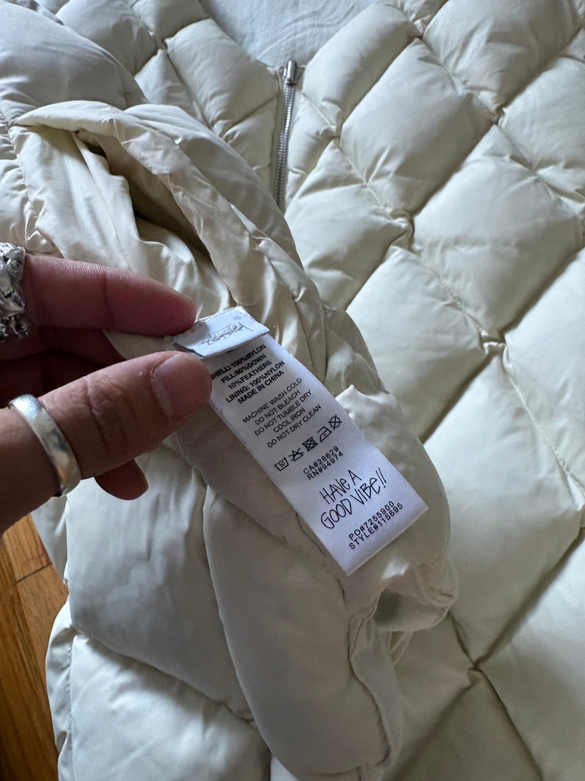 (L) Stussy Cream Quilted Reversible Vest