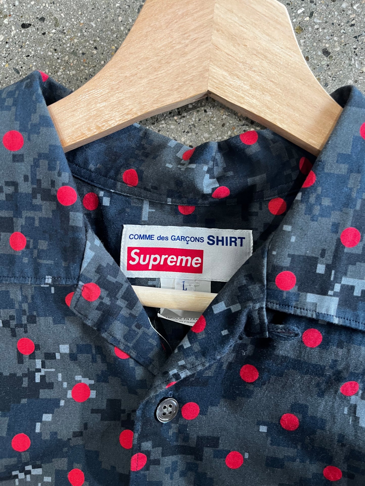 (L) Supreme x CDG Button Up Tee