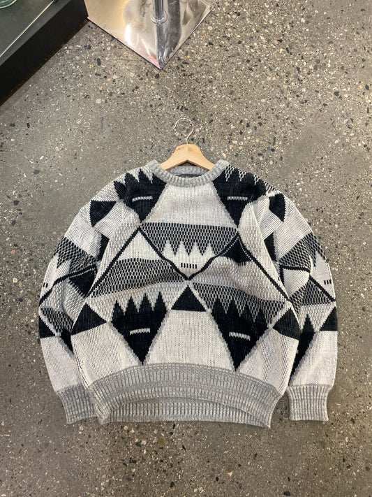 (S) White Grey Black Knit