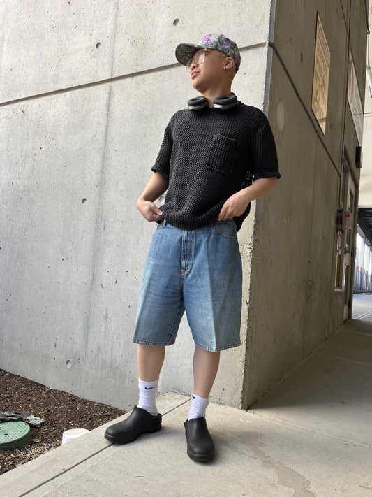 (34”) Y2K Route 66 Light Wash Baggy Jorts