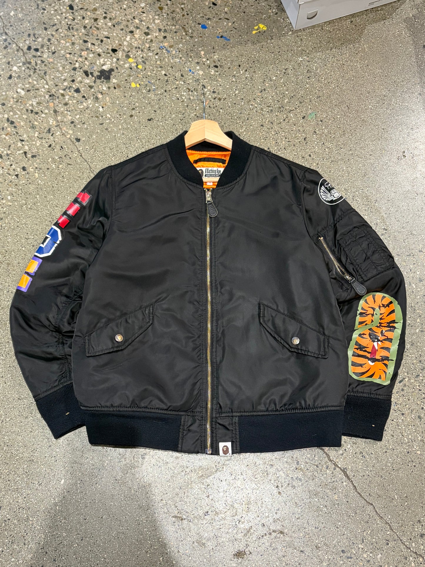 (S) Bape MA1 Black Bomber Jacket