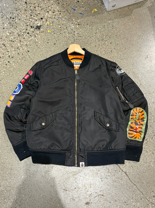 (S) Bape MA1 Black Bomber Jacket