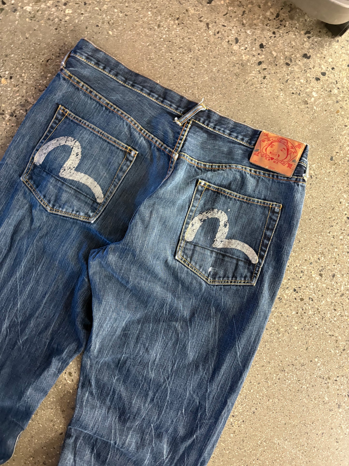 (34” x 32”) Evisu Baggy Vintage Faded Denim